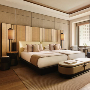 Moderne Luxus Kingsize -Schlafzimmer Set 2025 High End 5 Sterne Resort Hotelmöbel Hochwertiges Holz/Stoff für Heimwohnung
