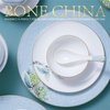 Hotel Restaurant Haltbarer China White Gold Rand Präge Keramikgerichte Teller Kaffee Tasse Untertasse Schüssel Vajilla Niertel Set