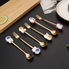 Großhandel süße Weihnachtsmann -Claus -Puppe Dessert Kaffeelöffel Set Fork Kreatives Geschirr Edelstahl Besteck Weihnachten Hochzeitsgeschenk