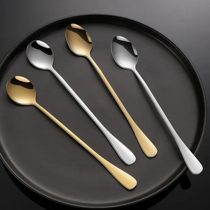 Edelstahl -Salatlöffel Salatgabel Metall -Servierlöffel Serviergabel mit Color Box Utensil Set