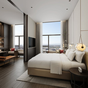 Moderne luxuriöse maßgeschneiderte Hotel-Schlafzimmermöbel hochwertige 5-Sterne-Standard-MDF und Metall für Resorts und Krankenhäuser