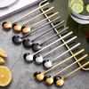 Kreative hochwertige runde Hochzeitsfeier langer Griff süßes Weihnachtsgeschenk Edelstahl Kaffee Dessert Tee Löffel Set