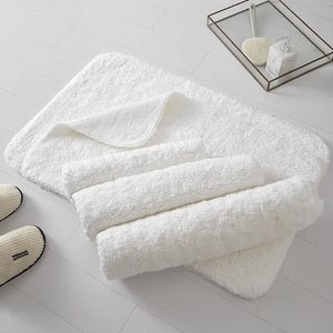 Badezimmer weiße lange Plüsch-Badmatten Anti-Rutsch-Bodenmatte Hotel Qualität Bad Matten Teppich