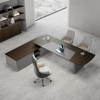 Hölzerner Executive Desk mit Lederstuhl