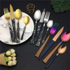Hochwertige 16pcs Edelstahl -Bestecke Sets Neue Design Holzfarbe Plastikgriff enthalten Löffel Messergabel Tee Löffel