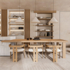 Industrial Style Kitchen Island & Holz Esstisch Kombination - mit Lagerregalen und Stuhl