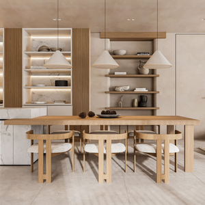 Industrial Style Kitchen Island & Holz Esstisch Kombination - mit Lagerregalen und Stuhl