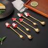 Großhandel süße Weihnachtsmann -Claus -Puppe Dessert Kaffeelöffel Set Fork Kreatives Geschirr Edelstahl Besteck Weihnachten Hochzeitsgeschenk