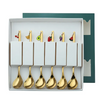 Meistverkaufte kreative Edelstahl Obst Anhänger Gold Silver Löffel Gabel Dessert Kaffee Rührende Löffel Gabel Weihnachtsgeschenkschachtel