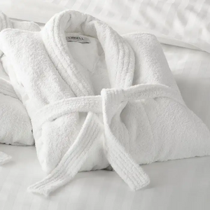 Brauchgröße weißer Schalkragen 100% Baumwoll Velours Bademant für Spa Hotel