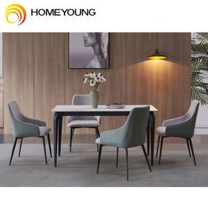 Nordisches neues Design modern vereinfachen gesinterten Stein-Top-Tee-Tisch-Wohnzimmerkombination aus Esstisch und Stuhl