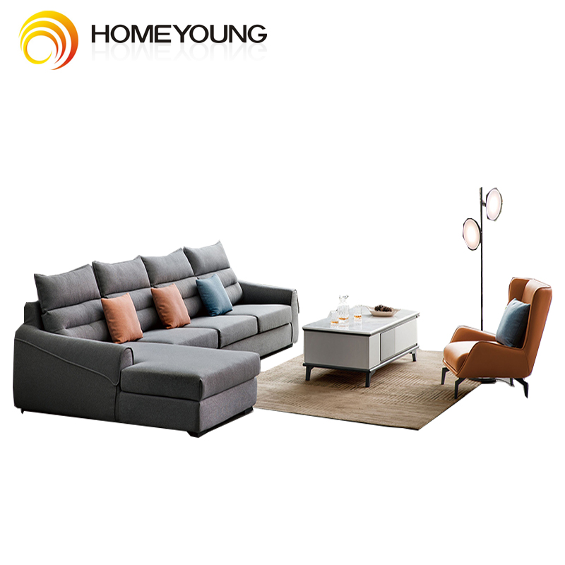 Leichter Luxusstil Nordic Kombination Moderne kleine Wohnung Stoff Multi-person kombiniert Wohnzimmer Sofa