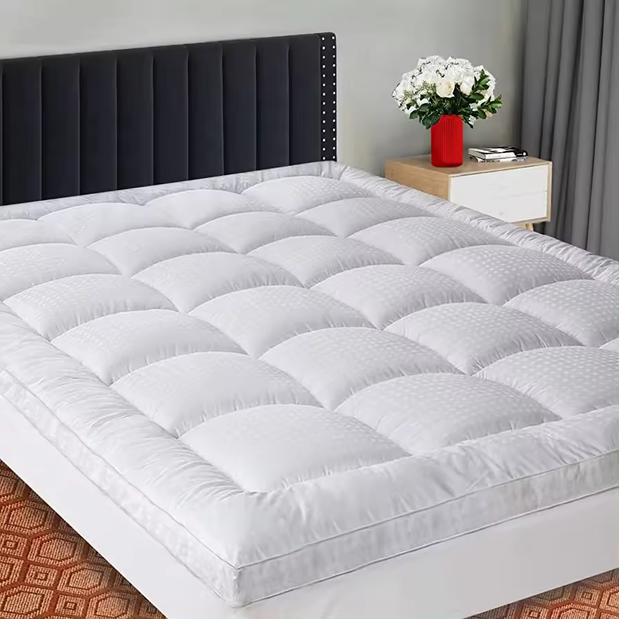 Hotel Supplies Schlafzimmer-Matratzenauflage mit Federdaunenfüllung, doppellagig, für Zuhause und Hotel