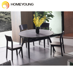 Luxus Moderne Esstisch Sinterstein einziehbarer runder Tisch und Stühle Set Esszimmermöbel